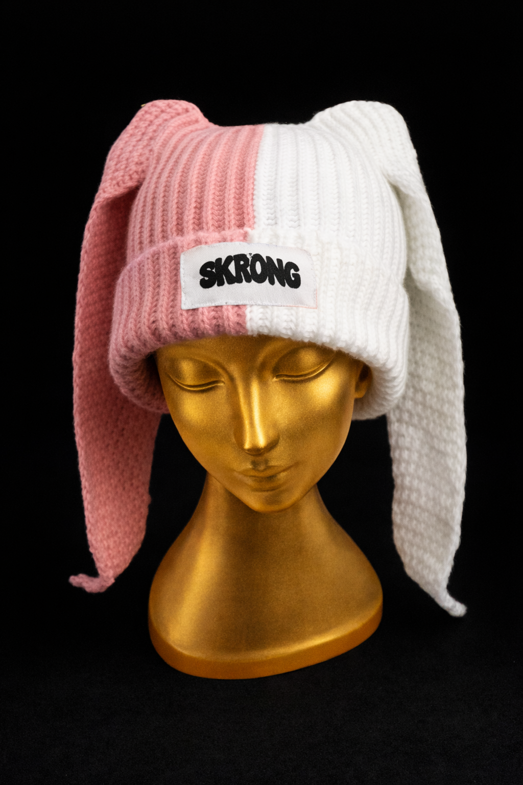 Bunny Ears Beanie pink/white
