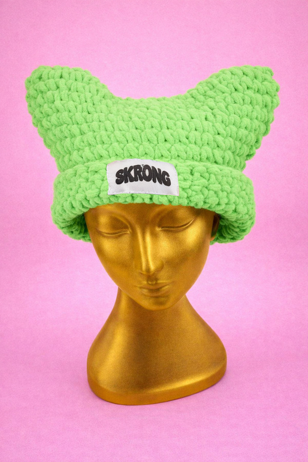 Chunky Ear Beanie lime green